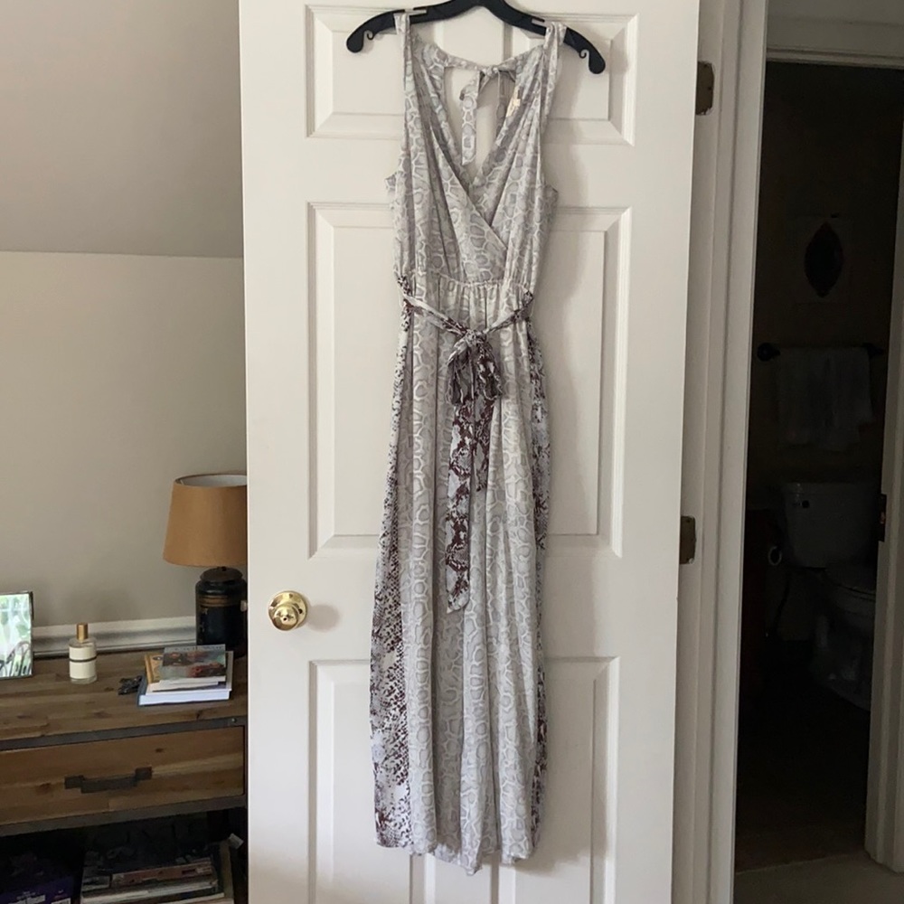 Grey & Brown Snake Patterned Jumpsuit